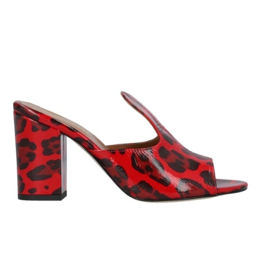PARIS Texas Red Animal Print Heel Mules